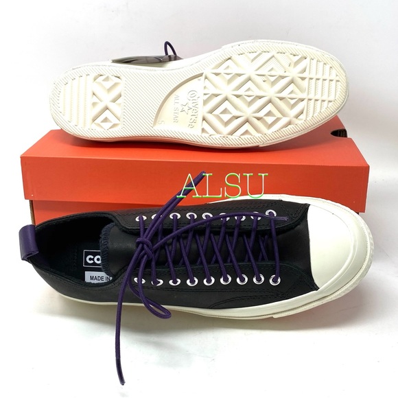 🌿Sale🌿 Converse Chuck 70 Leather Low Top Black Purple Women's Size 7 166134C - Picture 3 of 10